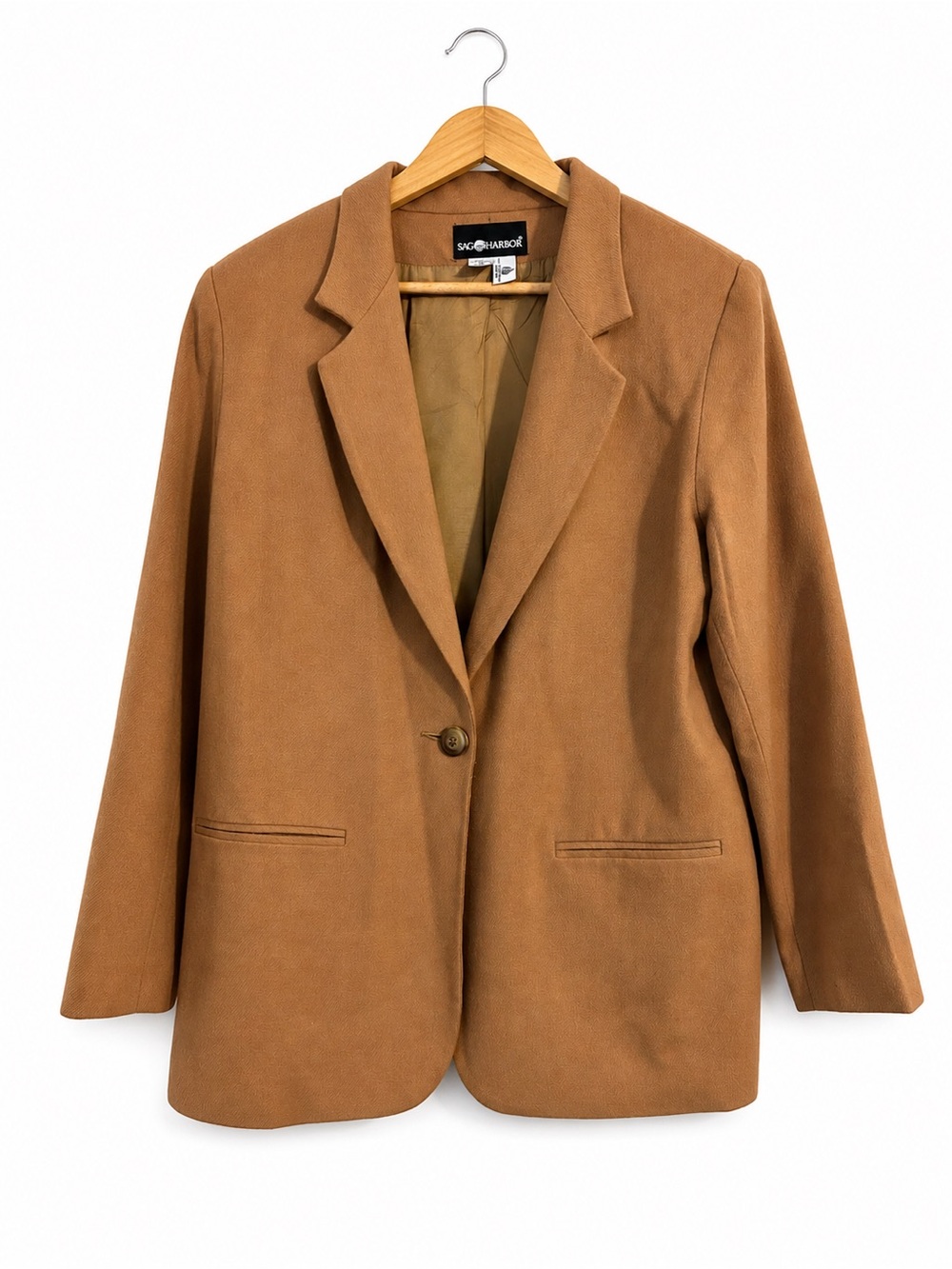 Vintage Sag Harbor 100% Pure New Wool Blazer Camel Brown Women’s 12